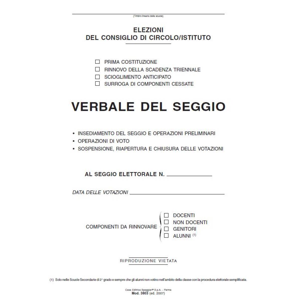 VERBALE DEL SEGGIO