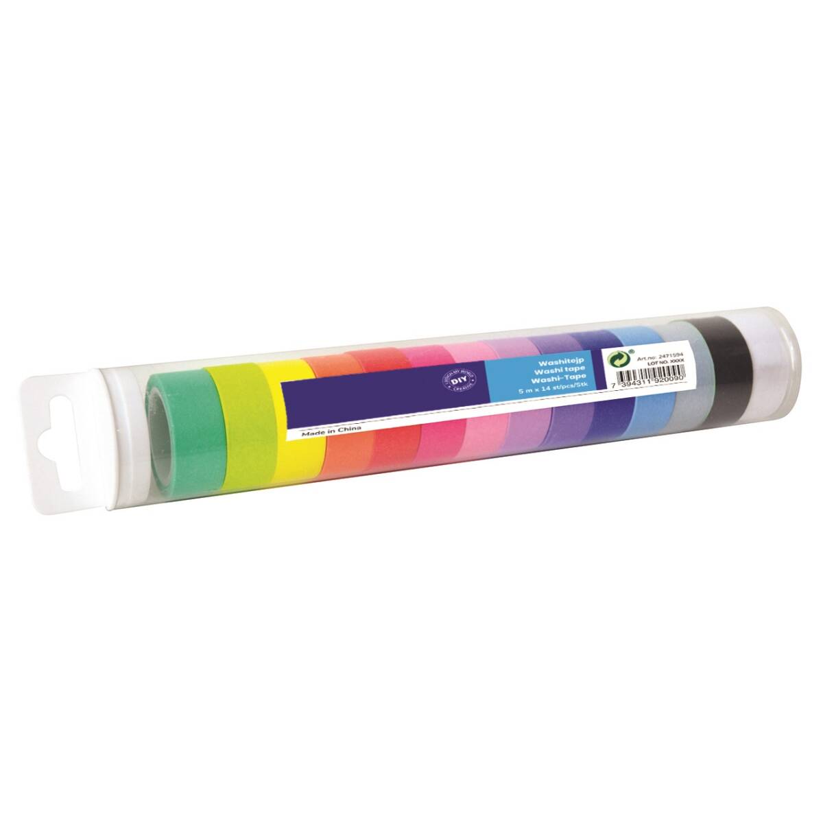 NASTRO CARTA 15MMX5M. 14 ROTOLI COLORATI