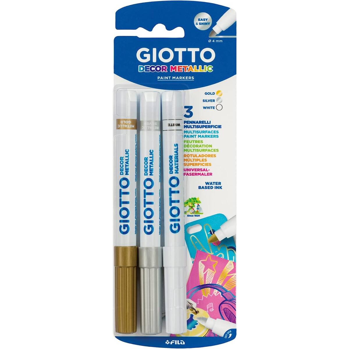 PENNARELLI GIOTTO DECOR METAL. ORO-ARG.-BIANCO