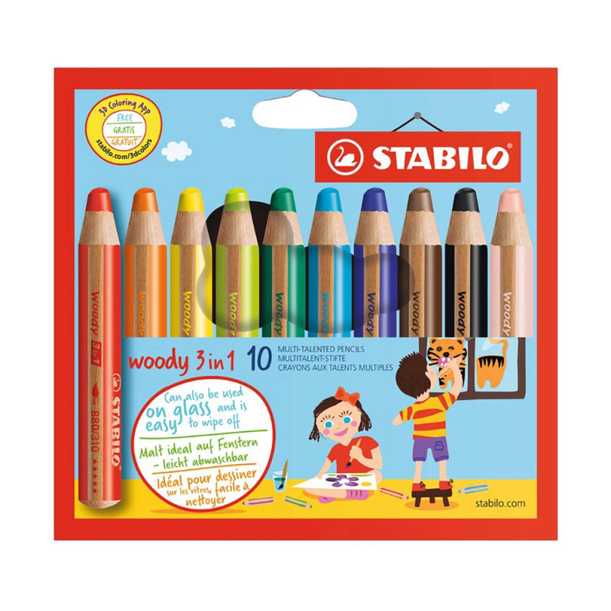 PASTELLI STABILO WOODY 880 10 COL ASSORT