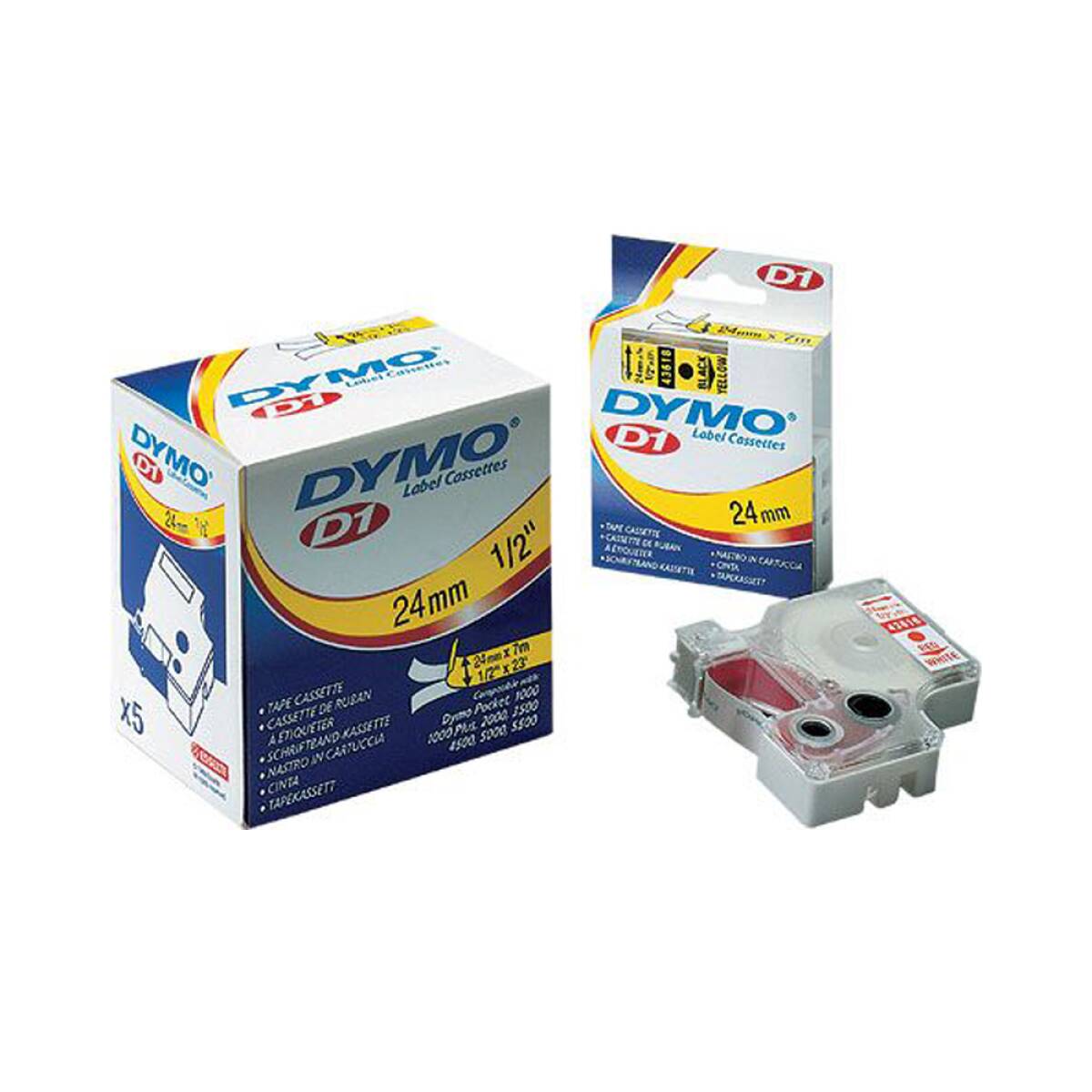 NASTRI DYMO 12MMx7MT NERO/BIANCO