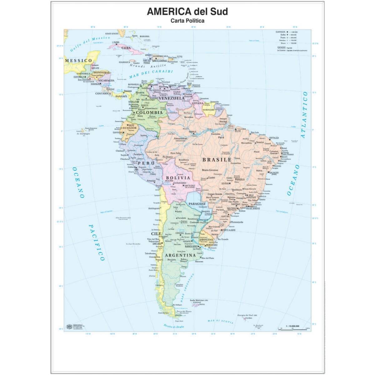 CARTINA GEOGRAFICA AMERICA MERID.
