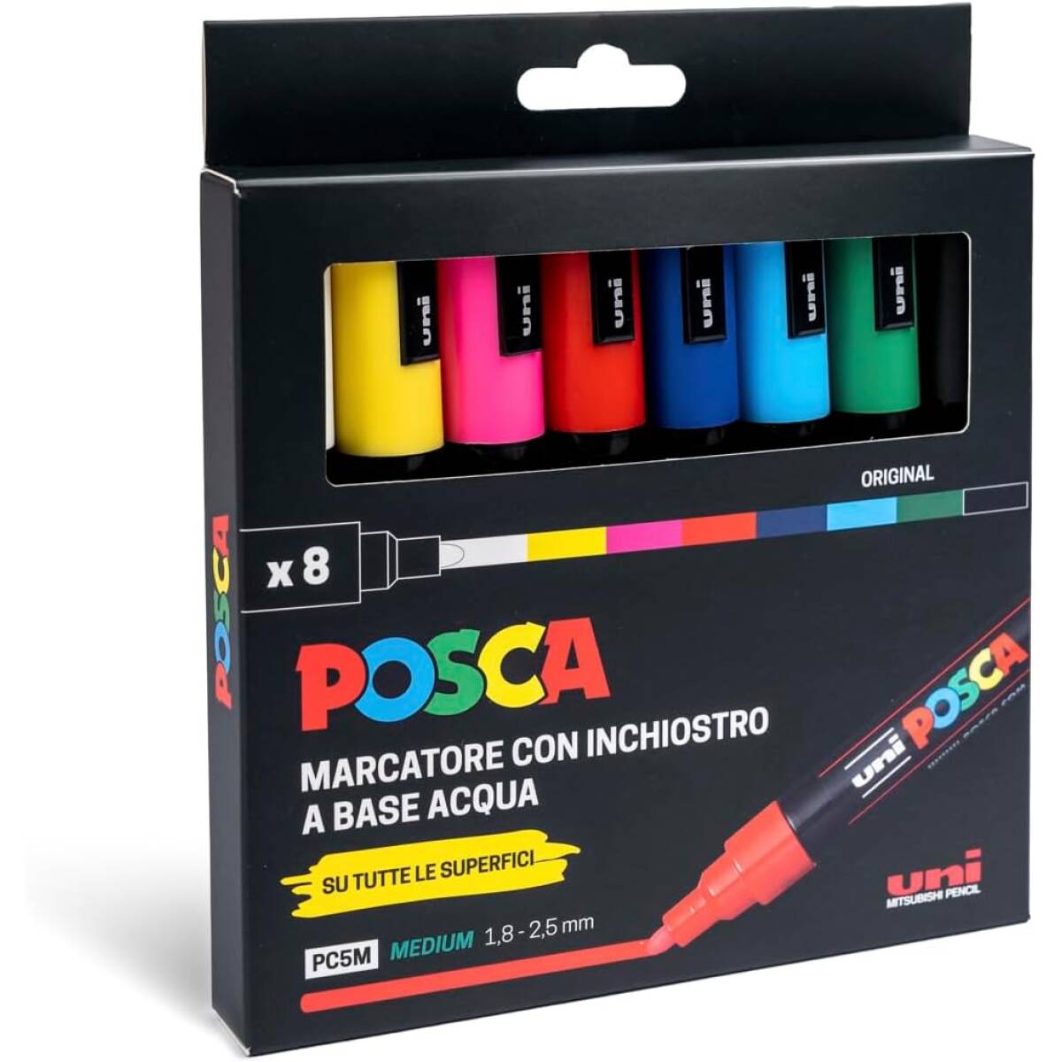 UNI POSCA PC5M P MEDIA ASSORTITO 8 COLORI