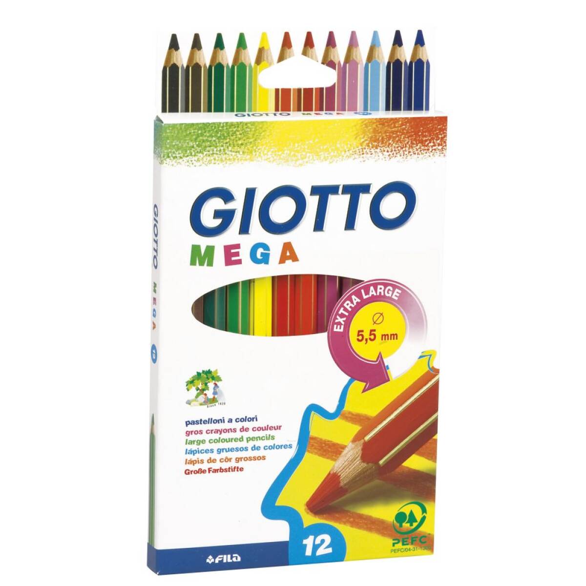 PASTELLI MEGA GIOTTO 12 PZ COL ASS.