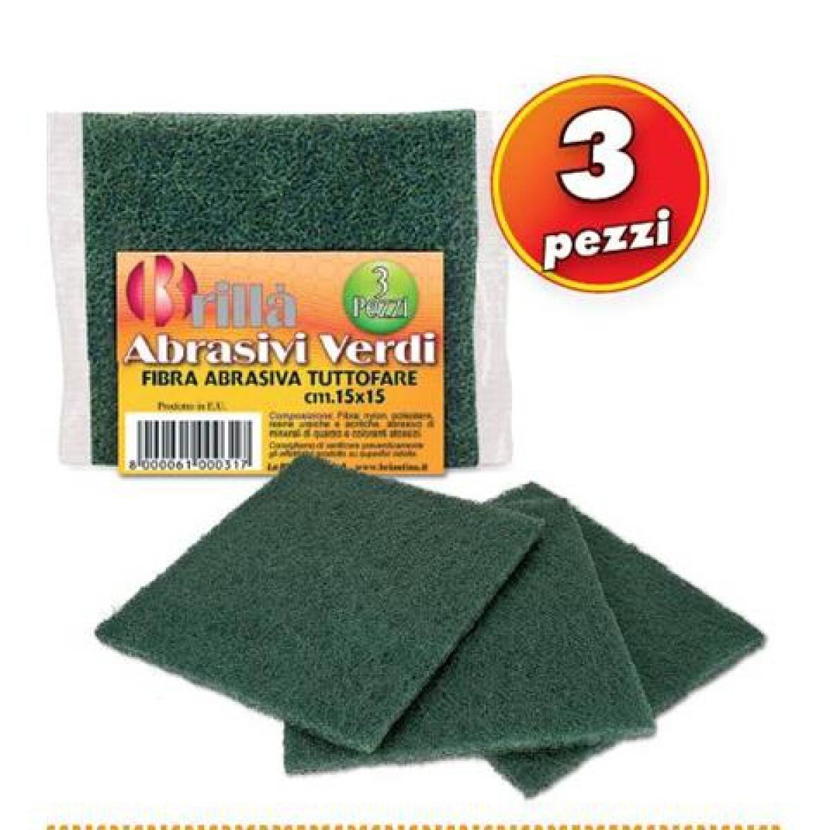 SPUGNA ABRASIVA VERDE 15X15 - CONF 3PZ