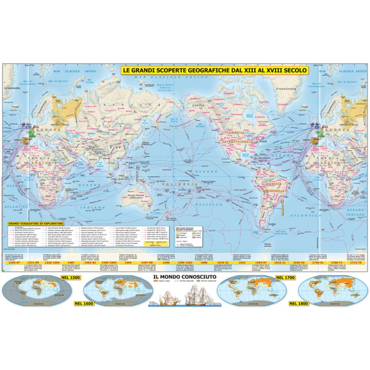 CARTA STORICA  SCOPERTE GEO 100X140