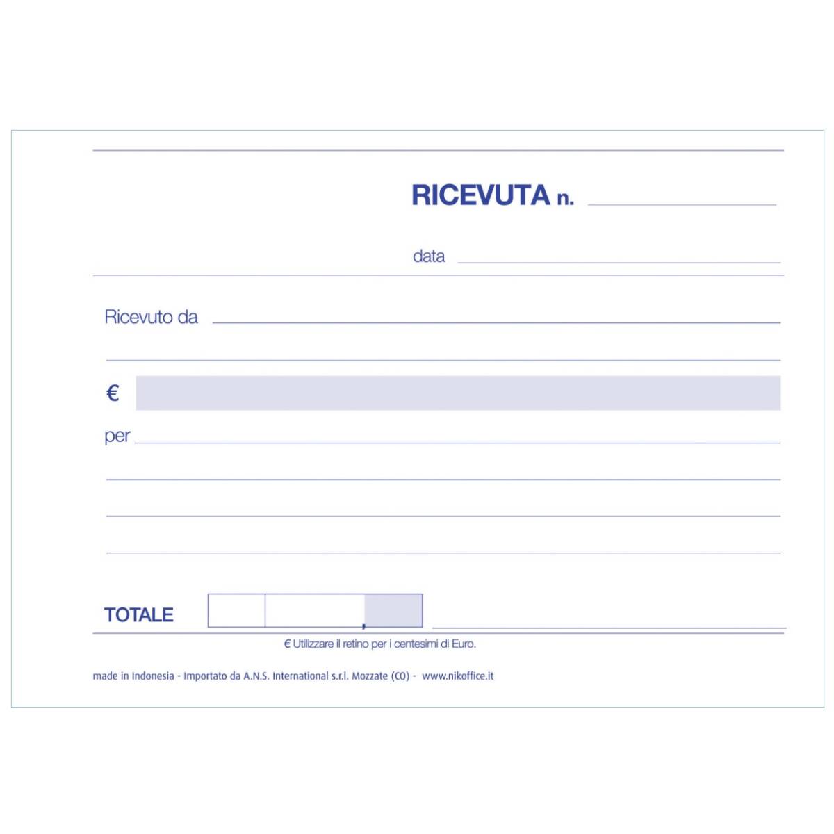 BLOCCO RICEVUTA GENER. 2 COP CHIM 10X17