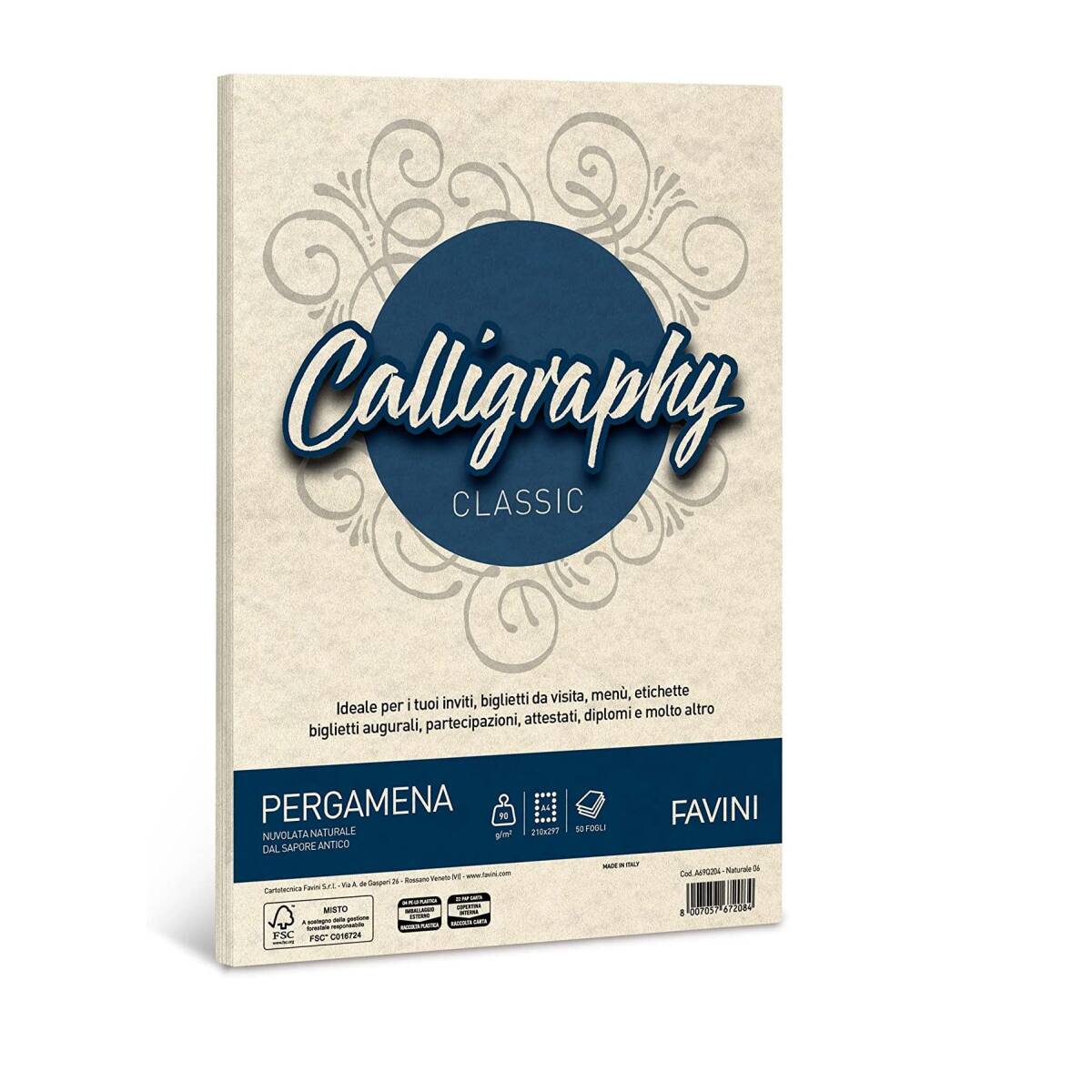 CARTA PERGAMENATA CREMA A4 90GR. 50FG.
