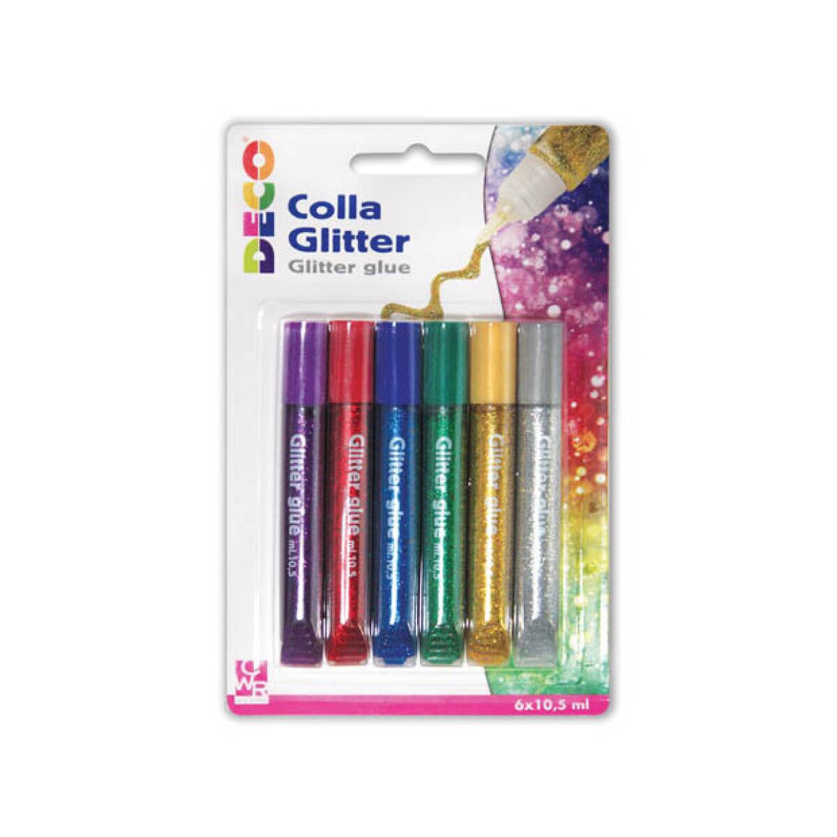 COLLA GLITTER 6 PENNE COL. ASS. 10,5ML