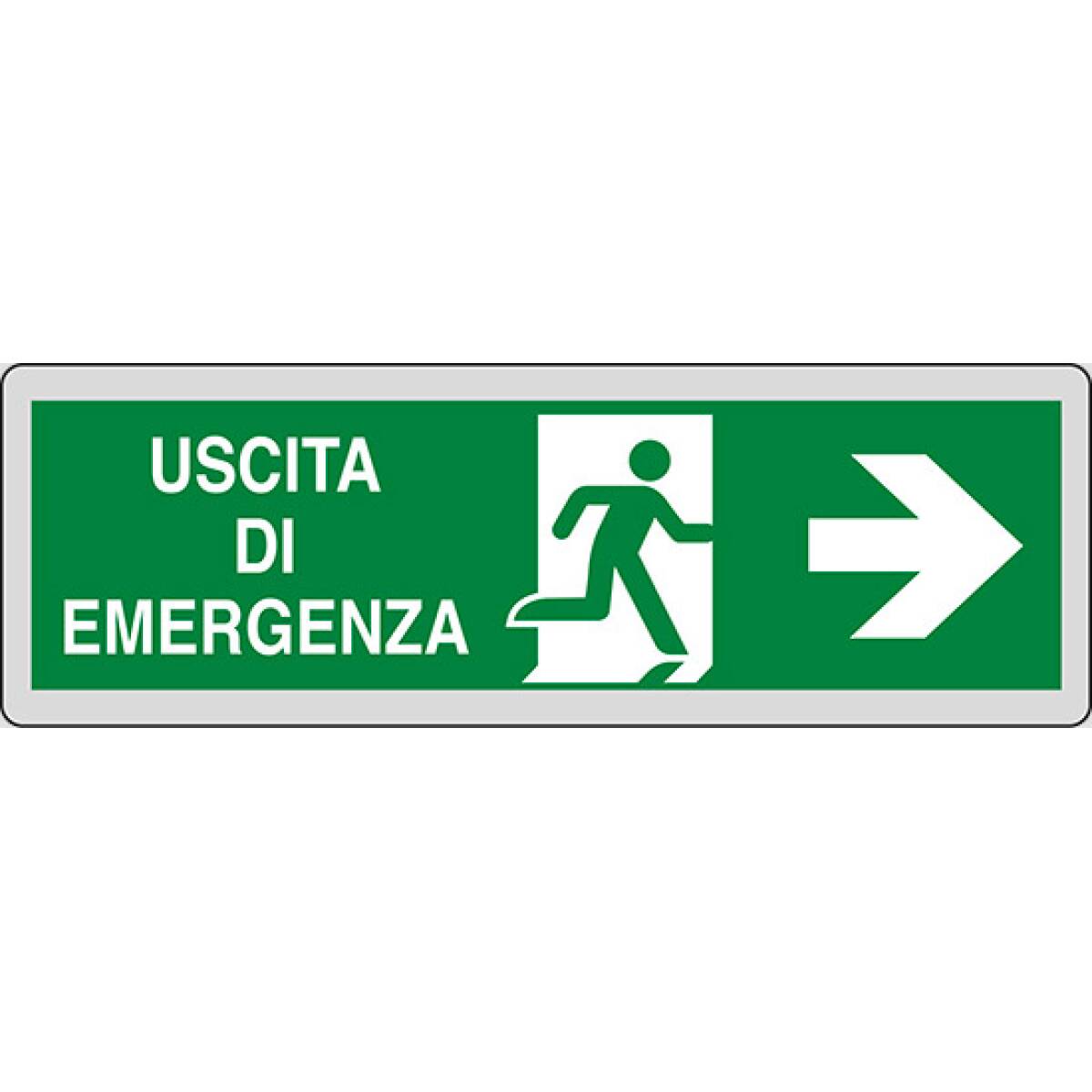 CARTELLO USCITA EMERGENZA DX 35X12,5 ALLUMINIO