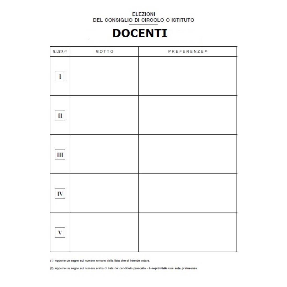 SCHEDA ELEZIONI CONS. IST. DOCENTI