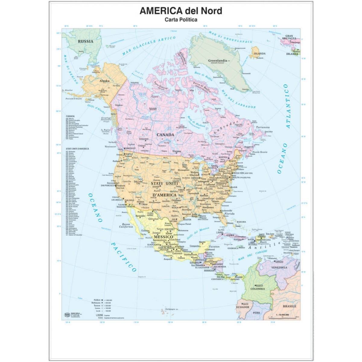 CARTINA GEOGRAFICA AMERICA SETT.