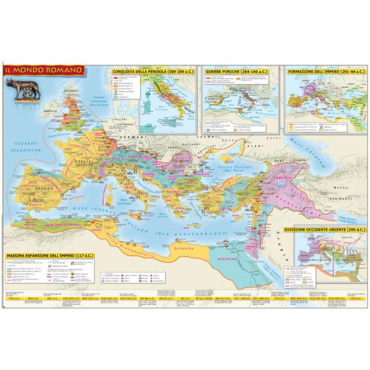 CARTA STORICA  IMPERO ROMANO 100X140