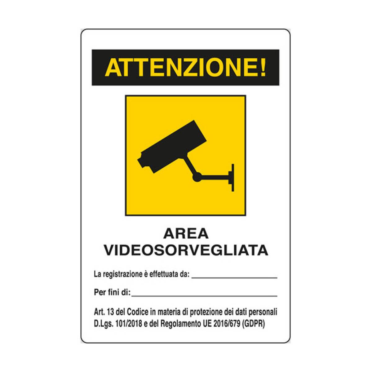 CARTELLO VIDEOSORVEGLIANA 30X20 ALLUMINIO